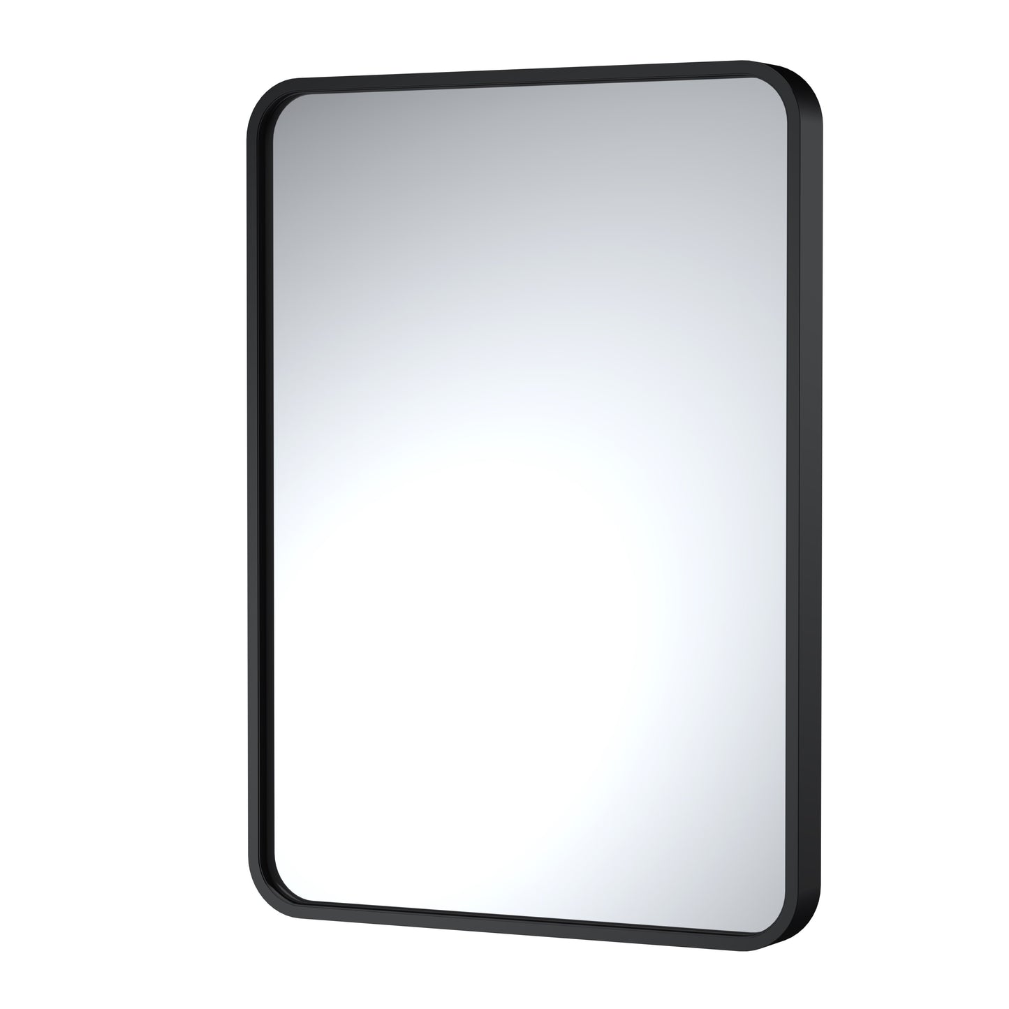 Rectangular mirror with a black frame on a white background