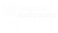 Bespoke bathrooms logo in white on transparent background