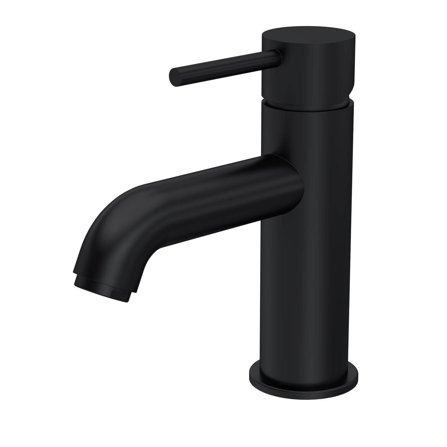 A matt black pillar tap with a curved spout.