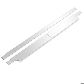 A pair of chrome vanity door/drawer handles and matching trim.