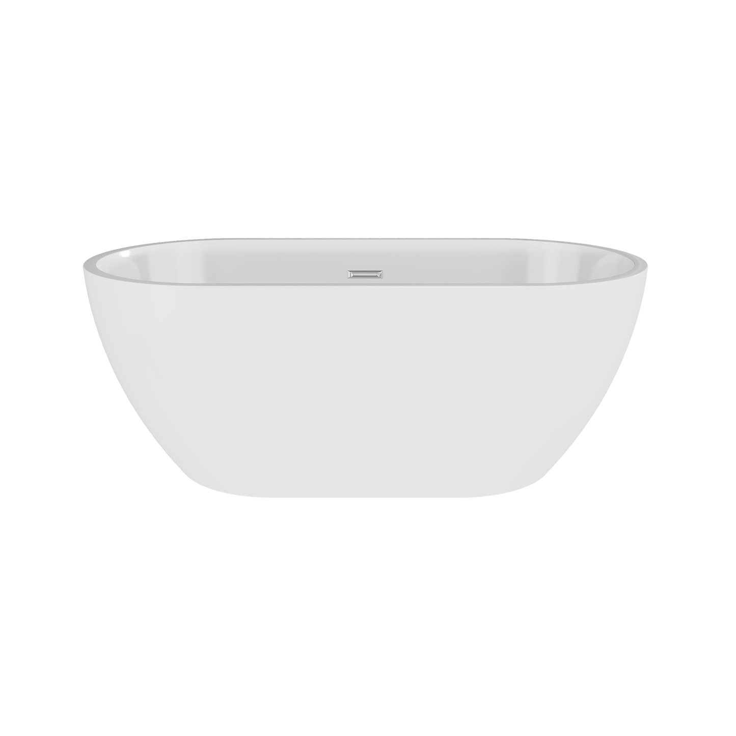 An oval freestanding white bathtub.